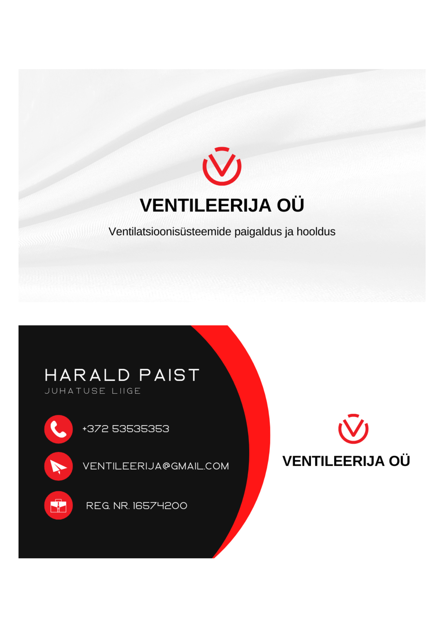 Ventileerija OÜ business card